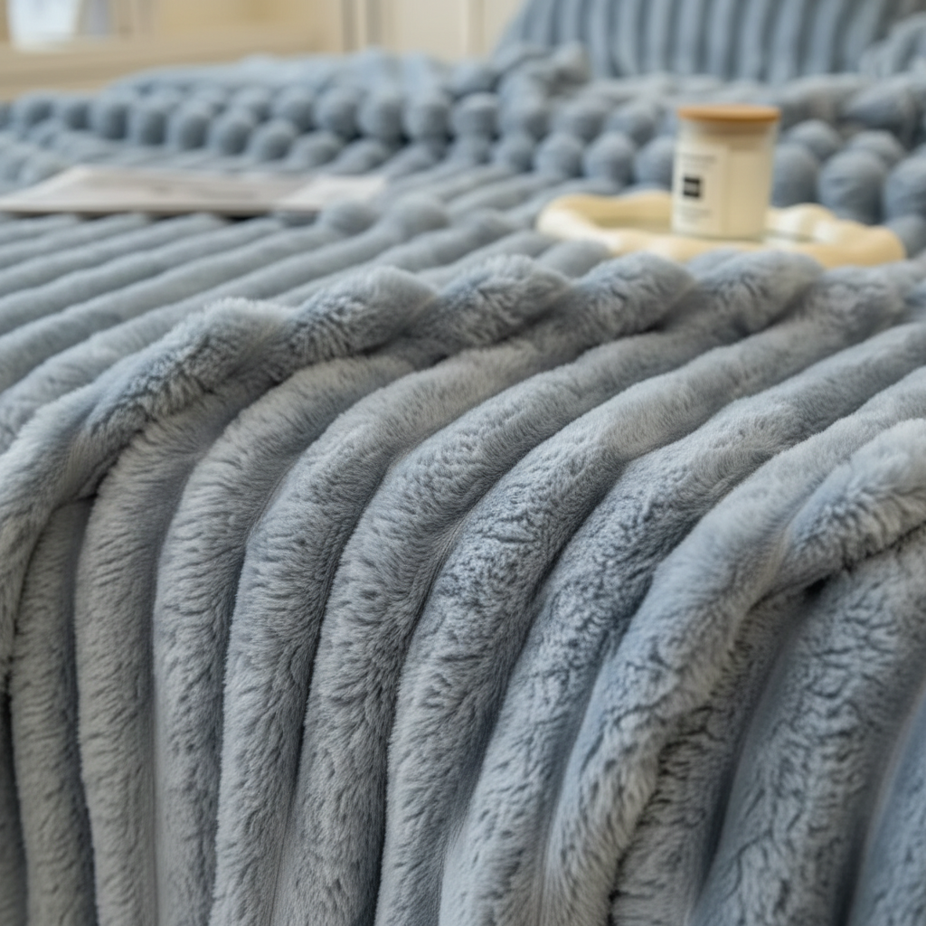 Blue Grey Throw – Texture close-up